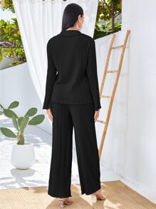 Mulvari Letter Patched Detail Shirt & Trousers - Black - View 2