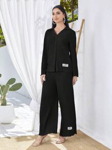 Mulvari Letter Patched Detail Shirt & Trousers - Black - View 5