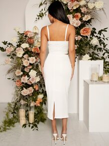 SHEIN Maternity Solid Adjustable Waist Pencil Skirt - White - View 2