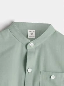 SHEIN Toddler Boys Solid Button Front Shirt - Mint Green - View 3