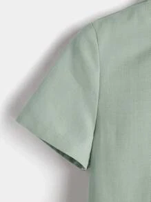 SHEIN Toddler Boys Solid Button Front Shirt - Mint Green - View 4