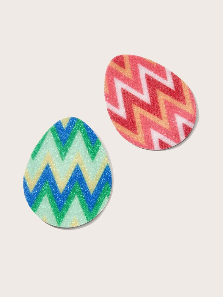 Plus 2 Pairs Chevron Pattern Nipple Cover - Multicolor - View 3