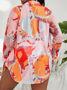 Kimono con estampado con botón delantero - Multicolor - Ver 2