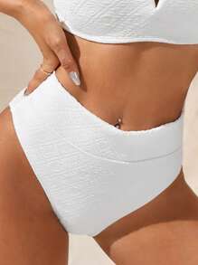 SHEIN Đáy Bikini Nữ màu trơn - trắng - Xem 1