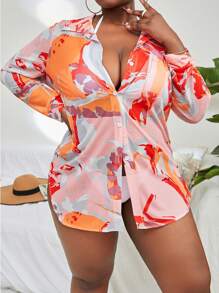 Kimono con estampado con botón delantero - Multicolor - Ver 5