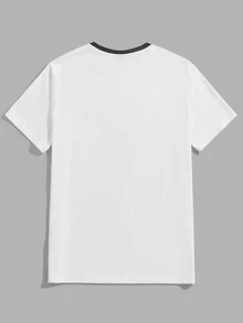 Manfinity Men Bird Print Contrast Trim Tee - White - View 2