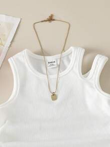 Baby Cut Out Ruched Tank Dress - White - View 3