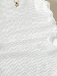 Baby Cut Out Ruched Tank Dress - White - View 6