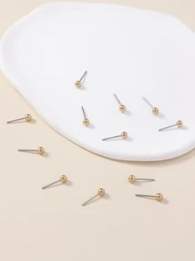 6pairs/set Ball Decor Stud Earrings - Yellow Gold - View 2