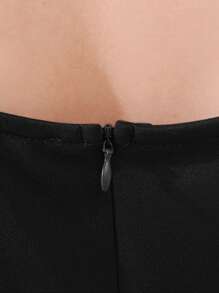 Đầm Gái Tương phản Mesh màu trơn Dễ thương - màu đen - Xem 8