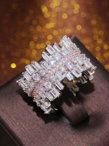 Nhẫn Trang Trí Đá Cubic Zirconia - Hồng - Xem 2