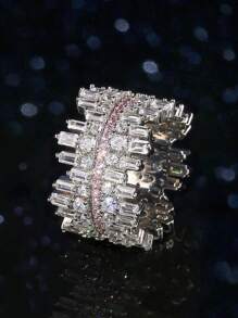 Nhẫn Trang Trí Đá Cubic Zirconia - Hồng - Xem 5