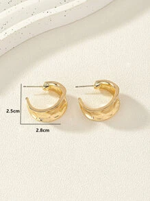 Textured Cuff Hoop Earrings - Yellow Gold - View 3