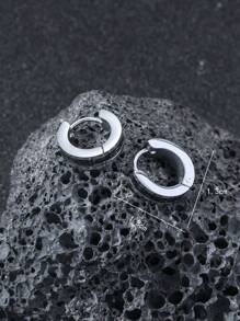 2 cái/bộ Bông tai dạng vòng tối giản cho nam - Bạc - Xem 2