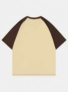 ROMWE MEN Prep Camiseta estilo raglan con estampado de estrellas y eslogan para hombres, escuela