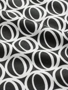 Manfinity Men Allover Print Contrast Trim Polo Shirt - Black and White - View 2