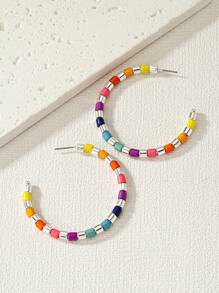 Bông tai vòng bít khối màu - Bạc - Xem 4