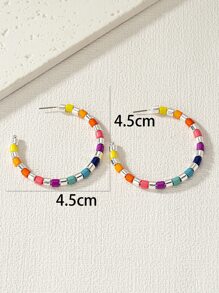 Bông tai vòng bít khối màu - Bạc - Xem 5