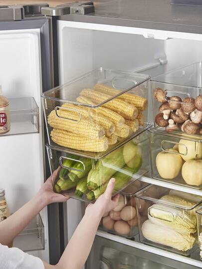 1入組寵物食物儲存器極簡透明多功能食物儲藏盒適用於冰箱