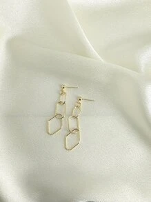 Bông tai thả thiết kế chuỗi - Vàng - Xem 2