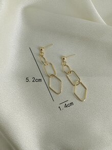 Bông tai thả thiết kế chuỗi - Vàng - Xem 3