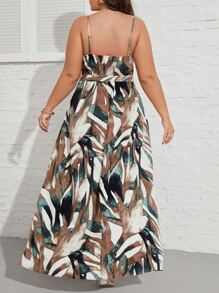 SHEIN VCAY Vestido de tirantes con estampado con cinturón - Multicolor - Ver 2