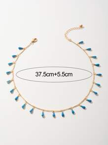 imoli 1 chiếc vòng cổ choker tua rua nhỏ giọt bằng hợp kim kẽm tối giản dành cho nữ, quà tặng (Dây chuyền thủ công tùy chỉnh theo kích cỡ. Số lượng mặt dây chuyền thay đổi, Màu sắc nhỏ giọt có thể khác một chút do màu thủ công và thay đổi theo lô) - Màu xanh lam - Xem 7