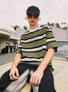 Áo thun & Áo lót Nam Sọc Giải trí - màu xanh lá - Xem 1