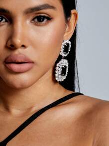 SHEIN SXY Cubic Zirconia Geometric Drop Earrings - Multicolor - View 3