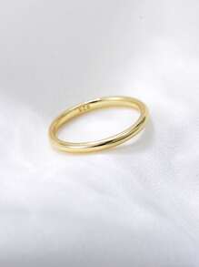 极简主义银戒指 - 金黃色 - 查看 3