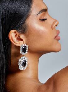 SHEIN SXY Cubic Zirconia Geometric Drop Earrings - Multicolor - View 5