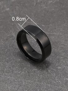 FEEL STYLE 1pc Simple Stainless Steel Geometric Closed Ring For Men's Daily Wear - Black - View 2