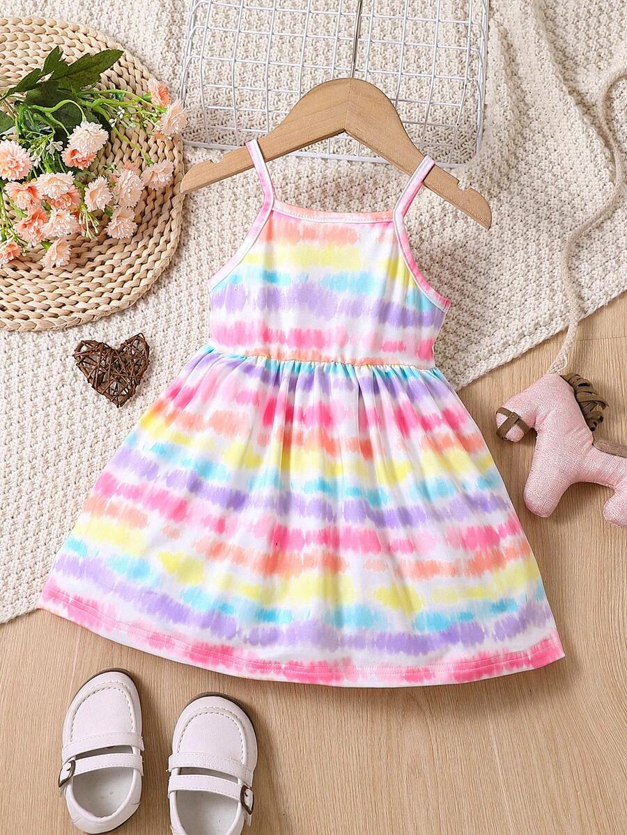 Baby Block Striped Print Cami Dress - Multicolor - View 1