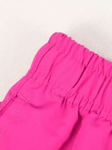 Men's Solid Color Drawstring Waist Beach Shorts, Minimalist Vacation Design,Hawaiian