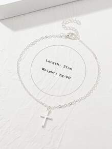 1pc Fashion Zinc Alloy Cross Charm Anklet For Women For Daily Decoration - Silver - View 3