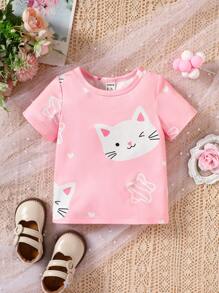 Baby Cartoon Graphic Tee - Pink - View 1