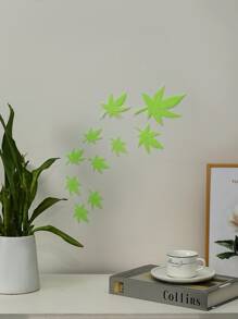 10 件/套夜光枫叶图案墙贴，绿色自粘墙贴，用于家居装饰，贴纸，墙贴，乙烯基贴花，用于家居装饰，春季装饰品，让您的家焕然一新，拉玛装饰贴纸，墙面装饰，贴纸，墙贴，房间装饰，家居装饰返校学校用品