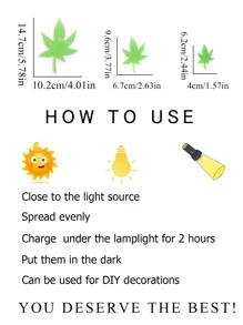 10 件/套夜光枫叶图案墙贴，绿色自粘墙贴，用于家居装饰，贴纸，墙贴，乙烯基贴花，用于家居装饰，春季装饰品，让您的家焕然一新，拉玛装饰贴纸，墙面装饰，贴纸，墙贴，房间装饰，家居装饰返校学校用品