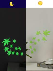10 件/套夜光枫叶图案墙贴，绿色自粘墙贴，用于家居装饰，贴纸，墙贴，乙烯基贴花，用于家居装饰，春季装饰品，让您的家焕然一新，拉玛装饰贴纸，墙面装饰，贴纸，墙贴，房间装饰，家居装饰返校学校用品