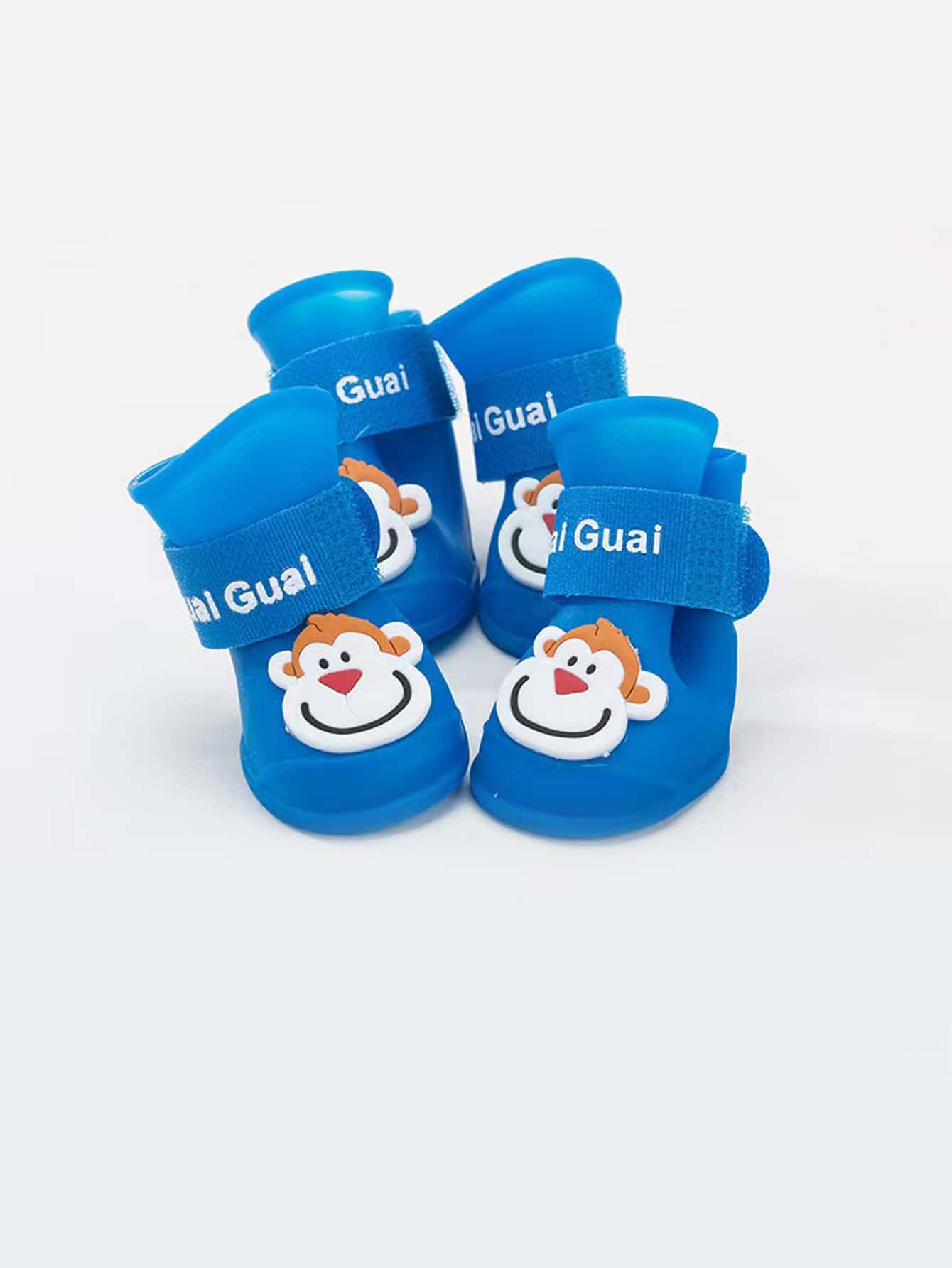 4 cái Cartoon Monkey Decor Pet Giày cho chó ngoài trời - Màu xanh lam - Xem 1