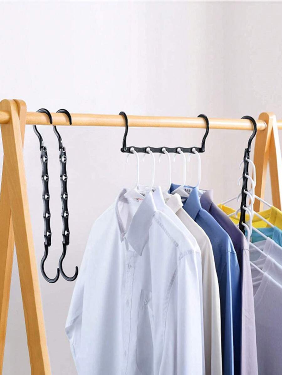 1 pièce Étagère cintre à vêtement multi-grille - Noir - Voir 1