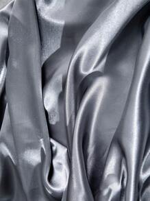 Solid Satin Fitted Sheet Set Without Filler - Grey - View 5