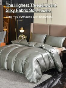 三件套纯色涤纶被套，柔软亲肤，套装包含：1 个带拉链和四角系带的被套 + 2 个枕套（不含被芯），适用于卧室、旅行、宿舍（男女通用） - 淺灰色 - 查看 5