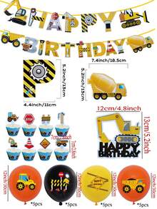 47入組/套乳膠小氣球和拉旗創意汽車和字母圖案氣球套裝適合派對 - 彩色 - 查看 5