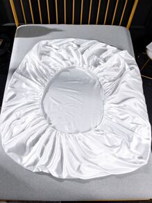 素色緞面床笠套裝不附帶墊芯 - 白色 - 查看 6