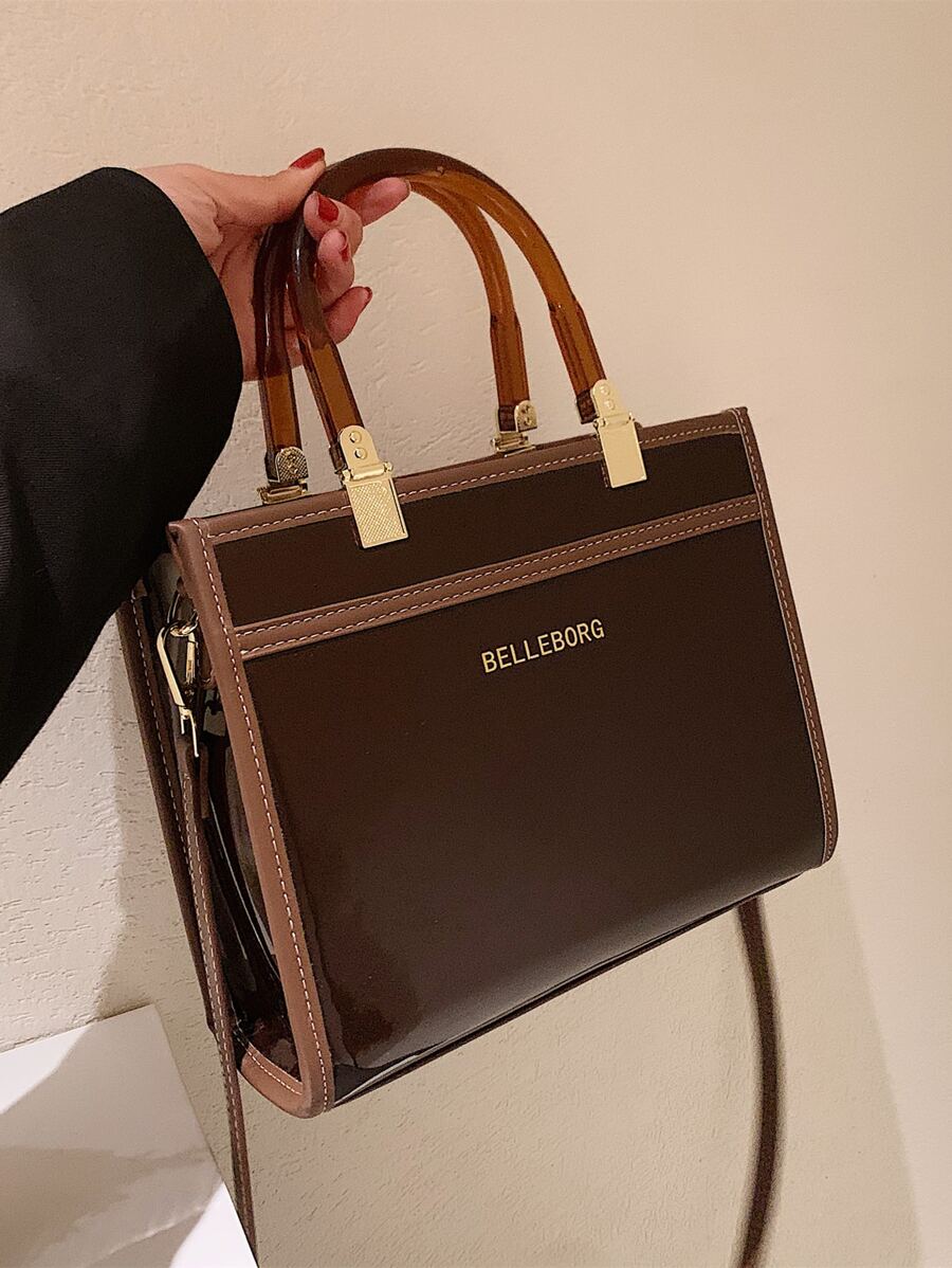 BELLEBORG Túi đeo chéo Nữ Lá thư Có thể điều chỉnh được Đôi tay cầm - Màu Đỏ Sâu - Xem 1