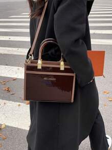 BELLEBORG Túi đeo chéo Nữ Lá thư Có thể điều chỉnh được Đôi tay cầm - Màu Đỏ Sâu - Xem 4