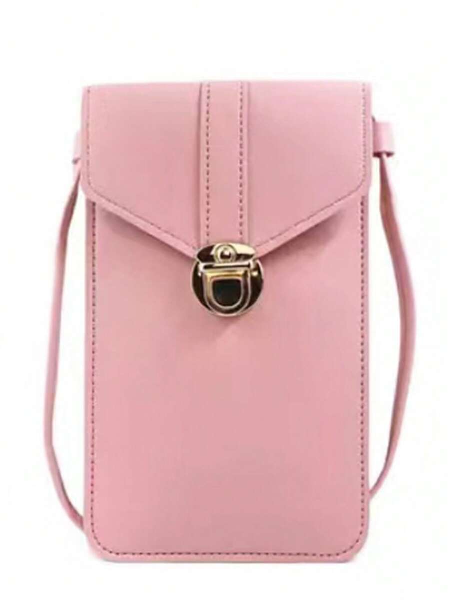 觸控式螢幕手機單肩包皮夾女士斜肩包手機包PU皮革手提包 - 粉色 - 查看 1