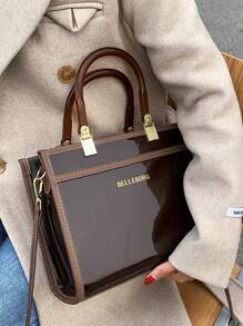 BELLEBORG Túi đeo chéo Nữ Lá thư Có thể điều chỉnh được Đôi tay cầm - Màu Đỏ Sâu - Xem 6