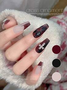 Halloween 20Pcs 3D Rhinestone Decor Cross Design Nail Art Decoration Mixed Color Three-Dimensional Nail Art Cross, Punk Style Nail Rhinestone Flash Metal Diamond, European And American Style Y2K Simple Versatile Metal Texture Diy Nail Art Shape Decoration, Nail Rhinestone False Nail Decoration Accessories Nail Charms Nail Supplies Nail Gems Nails - Multicolor - View 3